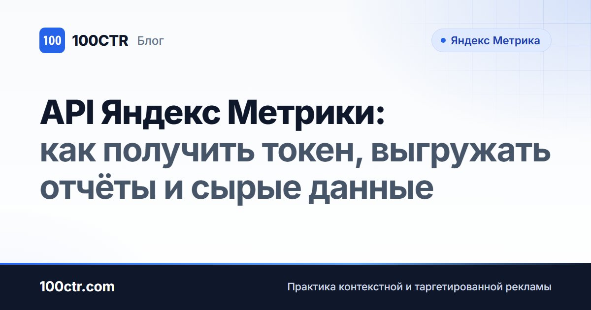 Обложка статьи «API Яндекс Метрики: как получить токен, выгружать отчёты и сырые данные»